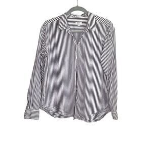 Closed 100% Cotton Striped Long Sleeve Button-Up Shirt White/Blue Women's Size